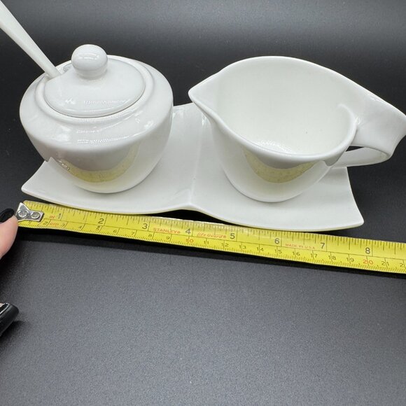 Stokes White Porcelain Sugar and Creamer 5 pces Set - Picture 7 of 9